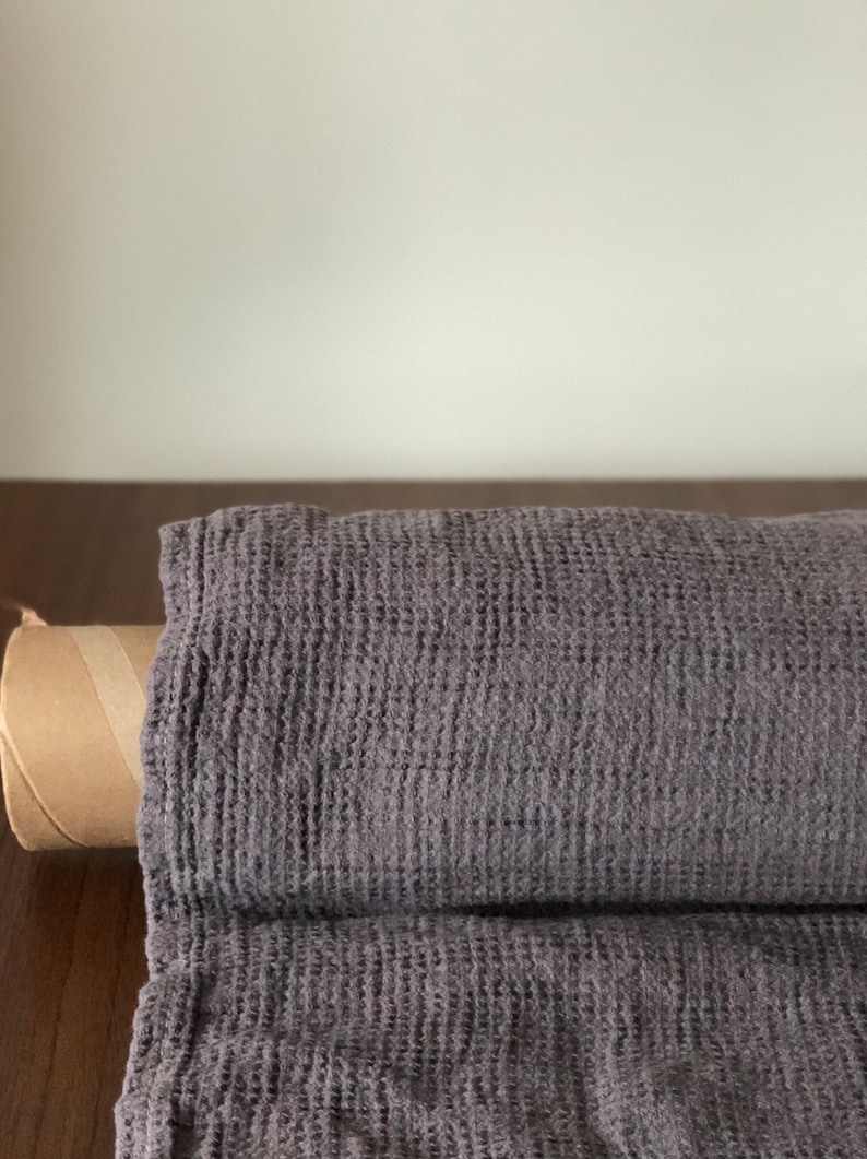 Small Waffle Natural LINEN/COTTON Fabric BGO138 Purple Etsy