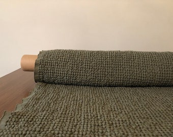 88" EXTRA WIDE fabric, Waffle natural Linen/Cotton fabric BGO137 Cedar Green, 250g/225cm fabric by the metre bath towel kitchen towel spa