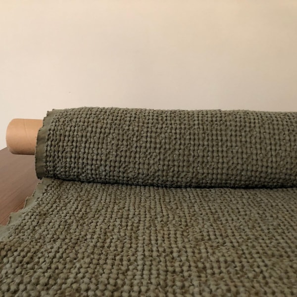 88"EXTRA WIDE fabric, Wafel naturalny Lnia/Tkanina bawełniana BGO137 Cedar Green, 250g/225cm tkanina przy metrze ręcznik kąpielowy ręcznik kuchenny spa