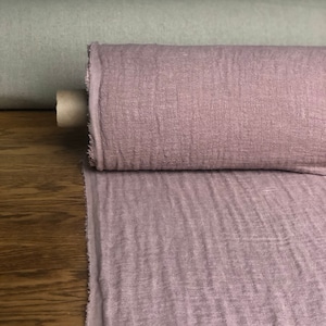 BGO6 Dusty Lavender 100 % Natural LINEN fabric linen scarf, 140cm width fabric by the metre, for sewing, linen top fabric by the yard, linen