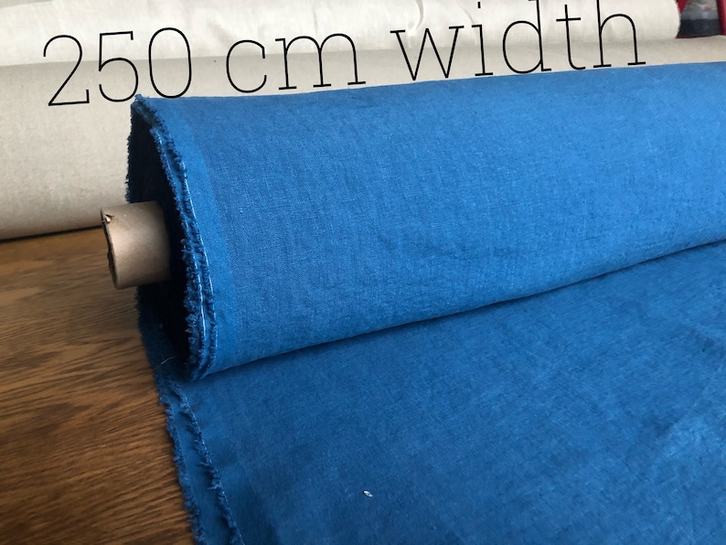 100 % EXTRA ancho natural LINEN tela BGO27soft azul marino, 195 g / 250cm de ancho tela por el metro, ropa de cama imagen 1