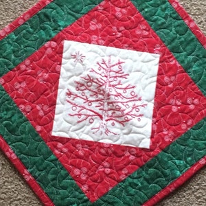 Tannenbaum Redwork Quilt Pillow Cover