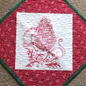 Berry Christmas Redwork Quilt by Helene Knott