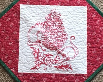 Berry Christmas Redwork Quilt by Helene Knott