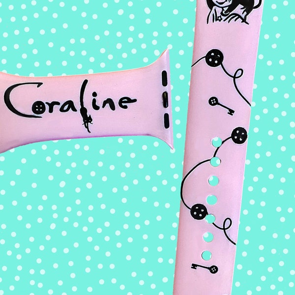 Coraline - Themed Engraved Apple Watch Bands - Silicone and Engraved  38mm 40mm 41mm 42mm 44mm 45mm S/M M/L Series 1-7