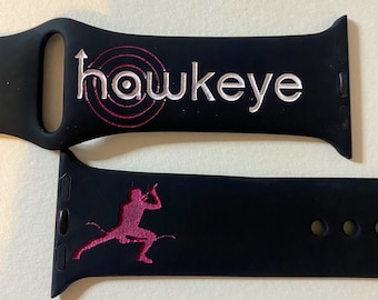 Hawkeye - Themed Engraved Apple Watch Bands - Silicone and Engraved 38mm 40mm 41mm 42mm 44mm 45mm S/M M/L Series 1-7