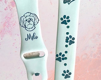 Pet Love Custom Band - Themed Engraved Apple Watch Bands - Silicone and Engraved 38mm 40mm 41mm 42mm 44mm 45mm S/M M/L Series 1-7