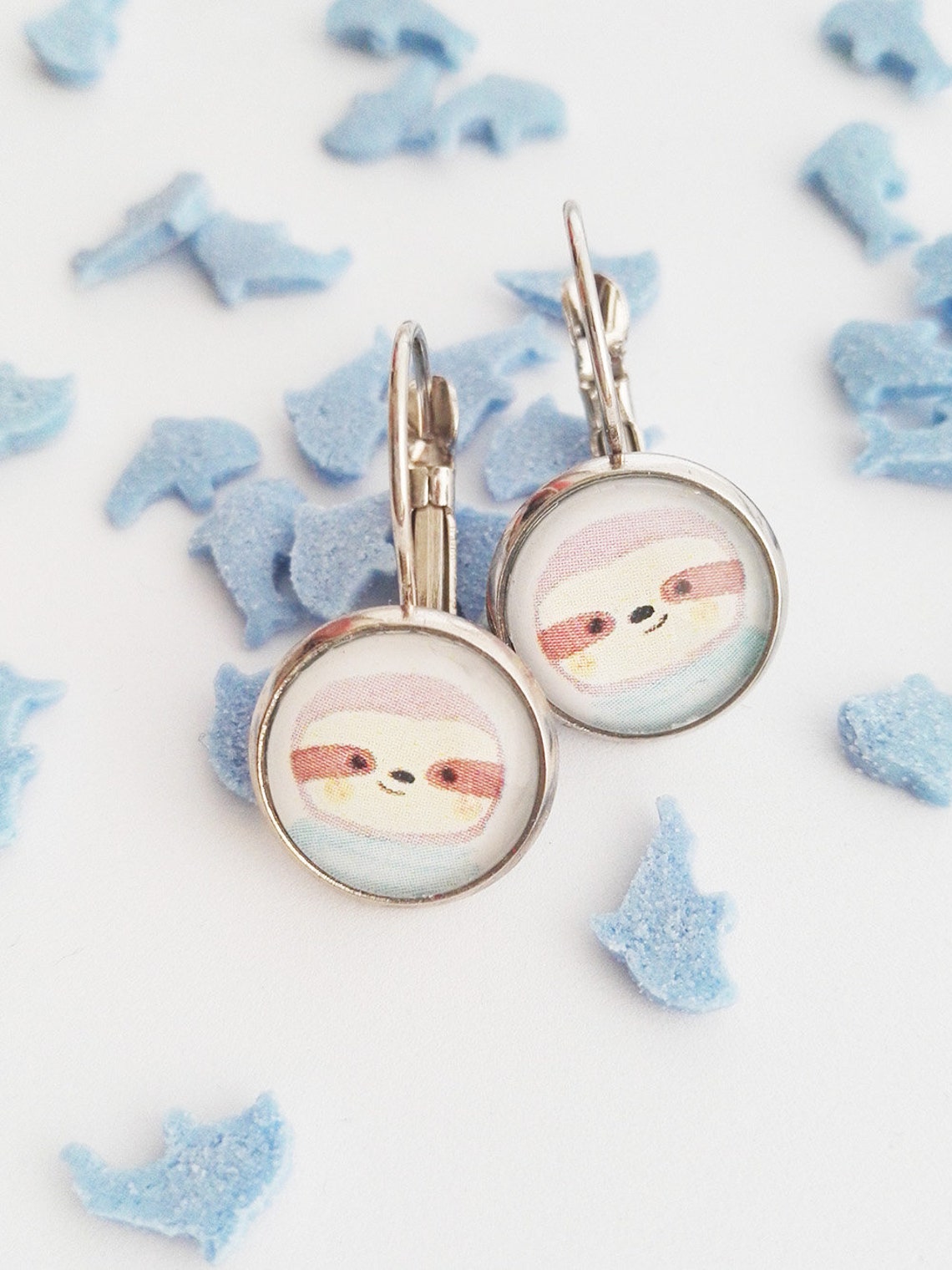 JYNXOR 2 Paar Tier Ohrringe - Panda & Faultier Creolen In Silber, Hypoallergen