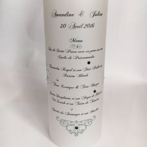 Menu photophore mariage style baroque