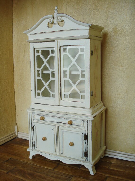 Miniature Dollhouse 1:12 scale cabinet closet hutch decoupage vintage floral image door