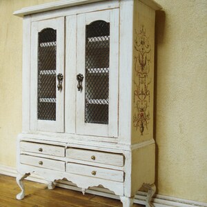 Miniature Dollhouse 1:12 scale cabinet closet hutch decoupage vintage floral image door