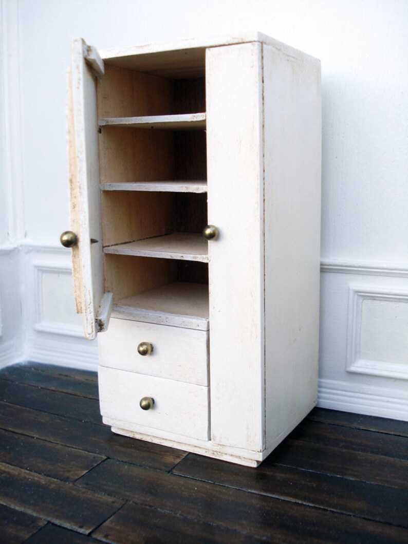 Miniature Dollhouse 1:12 scale cabinet closet hutch decoupage vintage floral image door