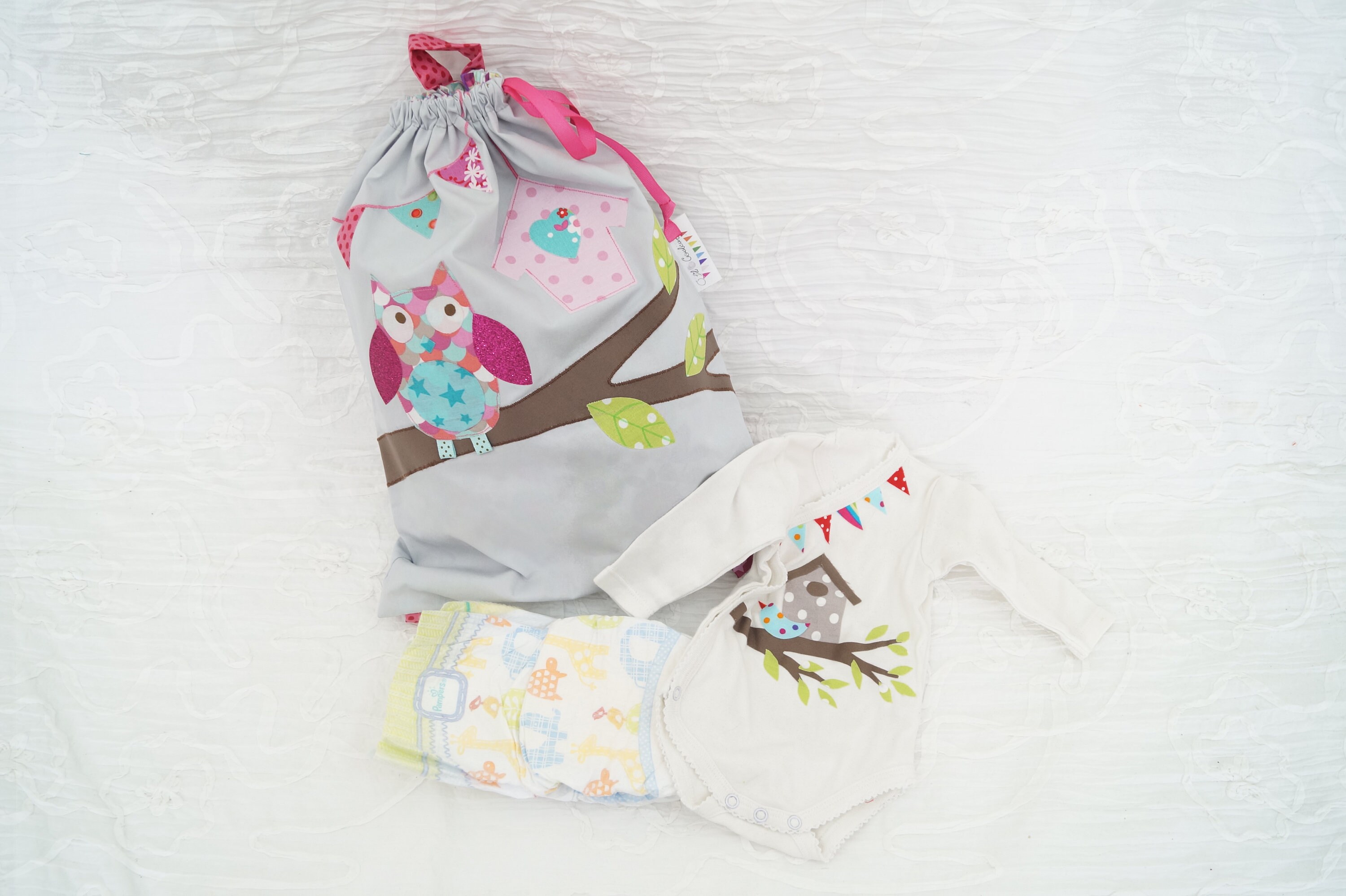 Sac Pochon Personnalisé Enfant Motif Chouette Bleue avec Prénom à La Demande , Pochon Enfant, Pochon