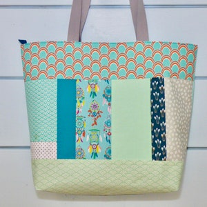 Large cotton tote bag, patchwork bag, beach bag, shopping tote bag