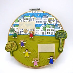 Inspirational painting, "All to the demonstration", embroidered drum