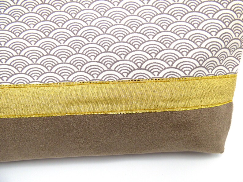Maxi-toilet and Japanese cotton and suede pouch High-capacity quilted kit