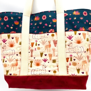 Sac porté épaule, motif panthère rose, cabas, sac fourre-tout, sac de cours, sac shopping, en coton et suédine