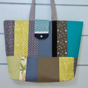 Large cotton tote bag, patchwork bag, beach bag, shopping tote bag