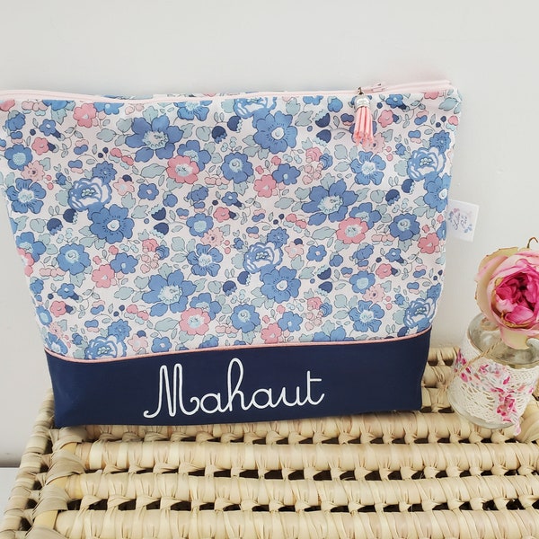 Trousse de toilette personnalisée prénom liberty Betsy asagao