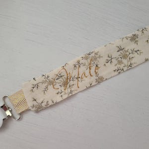 Personalized pacifier clip, double floral gauze