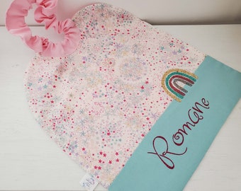 Large personalized elasticated towel liberty double gauze adelajda for kindergarten