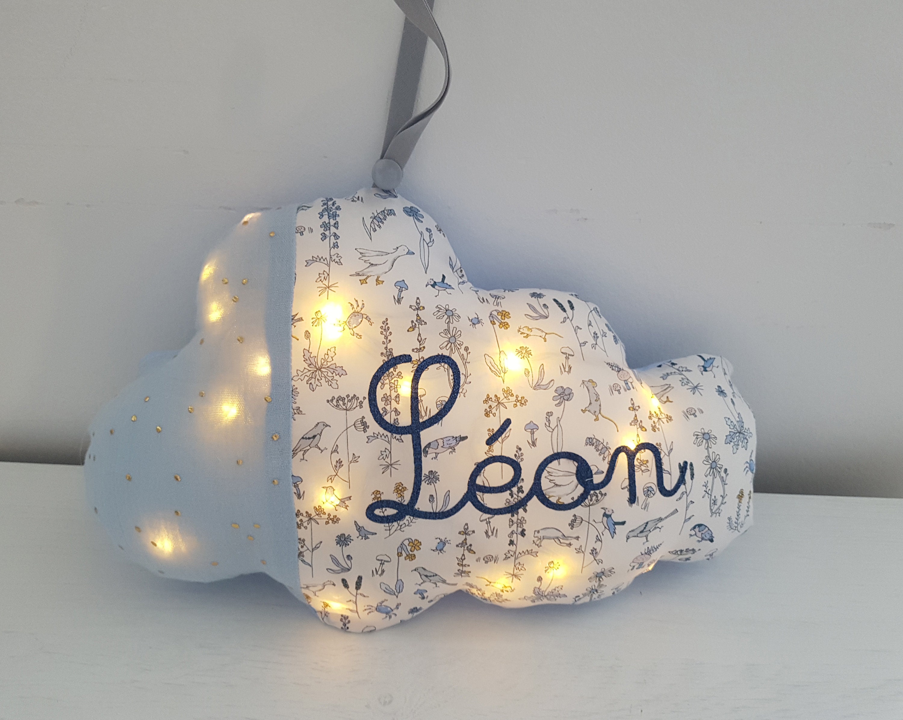 Veilleuse Led Nuage Liberty Theo Blue et Double Gaze Personnalisable