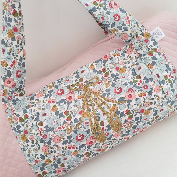 Sac polochon de danse en liberty Betsy porcelaine et matelassé