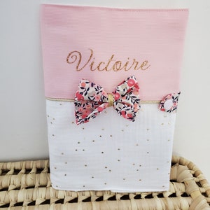 Liberty Wiltshire sweet pea health record cover, customizable with first name