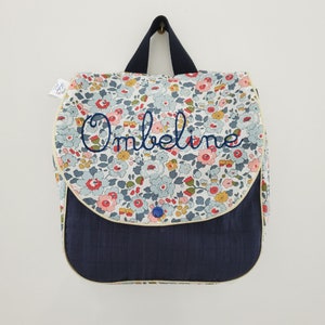 Sac à dos pour entrée en maternelle / crèche personnalisé, liberty Betsy porcelaine