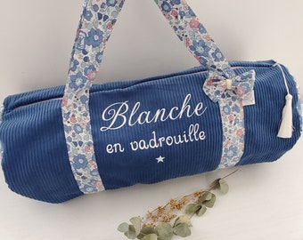 Bowling bag (weekend bag) in Liberty Betsy Asagao/velvet, personalized