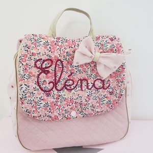 Cartable sac à dos personnalisable pour crèche ou maternelle liberty Wiltshire pois de senteur