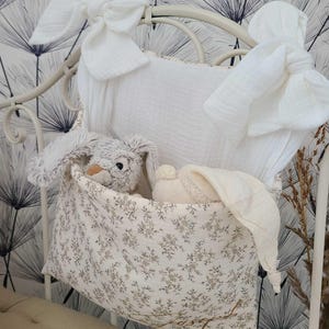 Personalized pajama or comforter holder in double floral gauze
