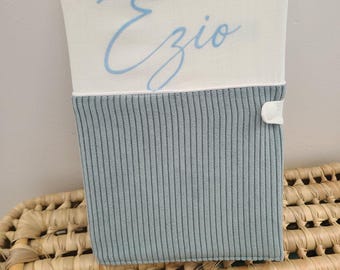 Funda personalizada de terciopelo verde celadón para el libro de registro de salud del bebé (regalo para bebé...).