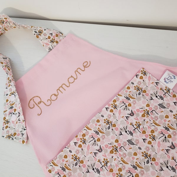 Tablier enfant personnalisé en coton floral