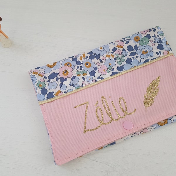 Pochette range barrettes personnalisée en liberty Betsy denim