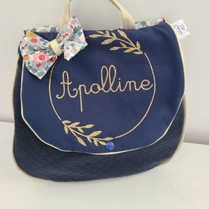 Sac à dos pour entrée en maternelle / crèche personnalisé, liberty Betsy porcelaine
