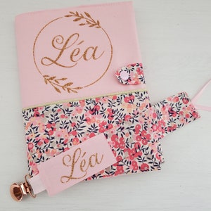 Liberty Wiltshire sweet pea health record cover, customizable with first name