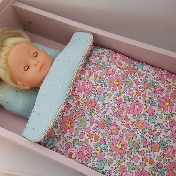 Parure pour lit de poupée en liberty Betsy cupcake
