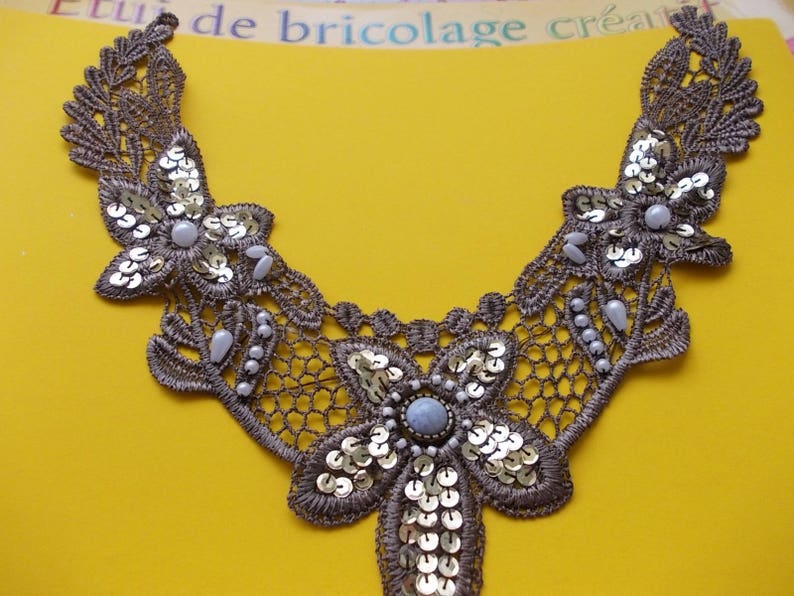 Robe Broderie Patchs Dentelle Florale Dorée - Lot De 4 - Pour Couture DIY Broderie Thermocollant