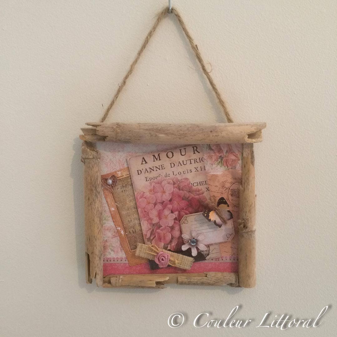 Petit Cadre Bois Flotté Mural Romantique