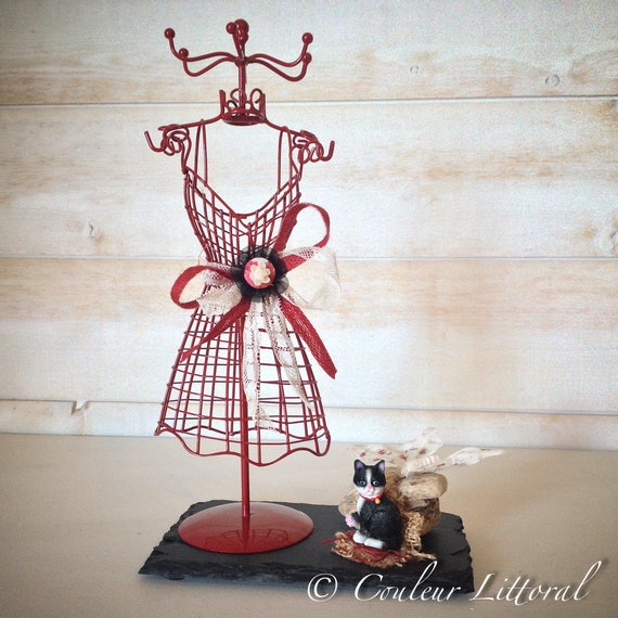 Retro red metal mannequin jewelry holder Etsy
