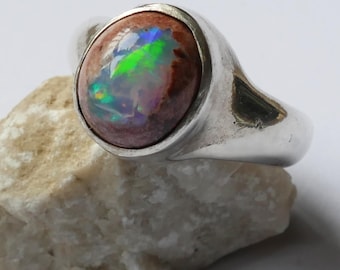 Silber- und mexikanischer Opalring