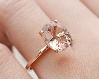 Bague de fiançailles en morganite carats Bague solitaire ovale
