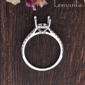 Hidden Halo Engagement Ring Setting Moissanite Simi Mount Custom Birthstone at the Bottom of the Setting Half Eternity Unique Ring Setting