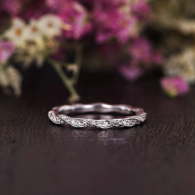 Twisted Wedding Band Women White Gold Unique Curved Ring Etsy Canada