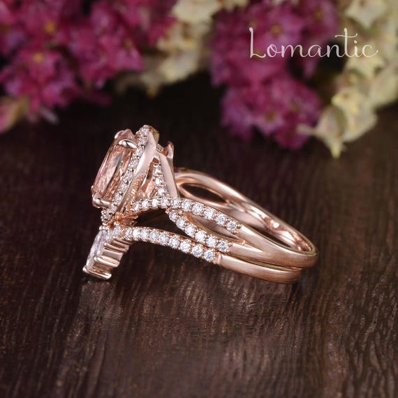 Buy 1.2ct Infinity Peach Morganite Engagement Ring Rose Gold Twist