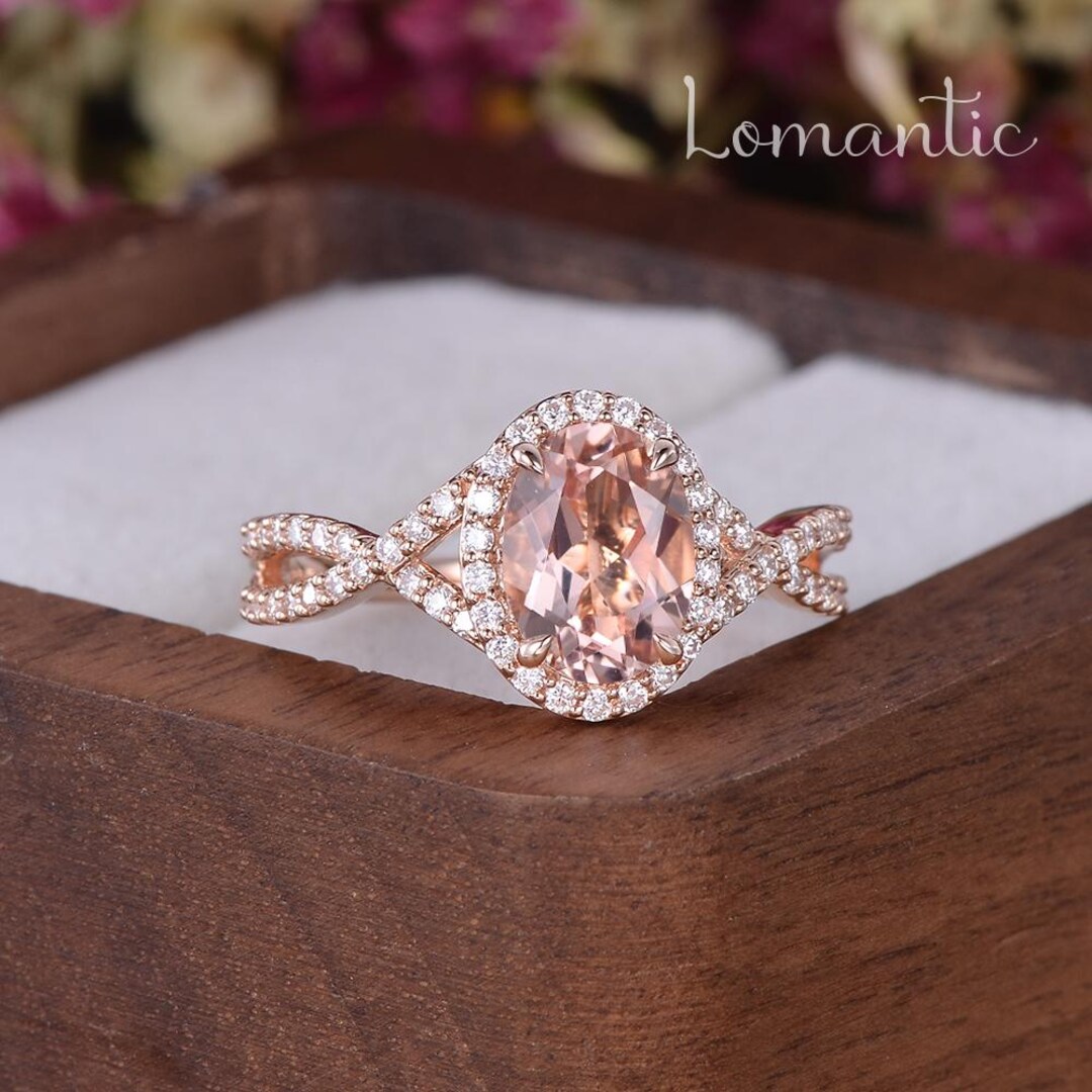 Buy 1.2ct Infinity Peach Morganite Engagement Ring Rose Gold Twist