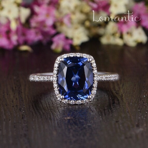 4ct Lab Sapphire Engagement Ring White Gold Ring September