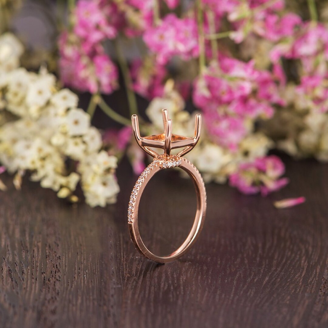 Custom Ring Setting Setting Semi Mount Size Choice Antique Engagement Ring Rose Gold Wedding