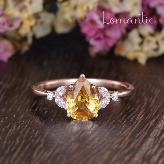 Pear shaped cheap citrine ring
